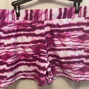 Hot pink and white swim shorts